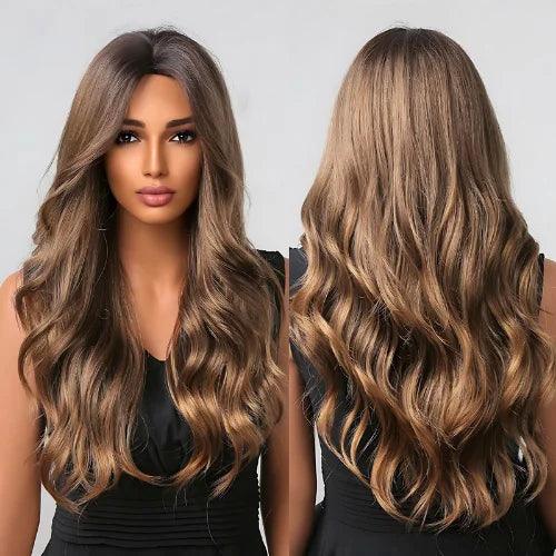Peruca Lace Longa Ondulada Natural Castanho