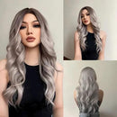 Peruca Lace Longa Ondulada Natural Grisalho