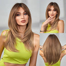 Peruca Lace Longa em Camadas com Franja Natural