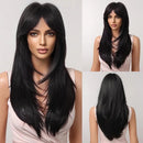 Peruca Lace Longa em Camadas com Franja Natural