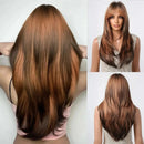 Peruca Lace Longa em Camadas com Franja Natural