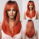 Peruca Lace Longa em Camadas com Franja Natural