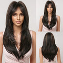 Peruca Lace Longa em Camadas com Franja Natural