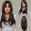 Peruca Lace Longa em Camadas com Franja Natural