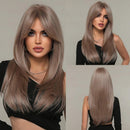 Peruca Lace Longa em Camadas com Franja Natural