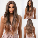 Peruca Lace Longa Ondulada Natural Castanho