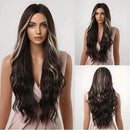 Peruca Feminina Lace Longa Ondulada Natural Castanho Escuro