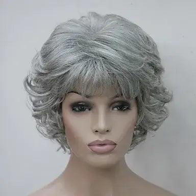 Peruca Curta Feminina Grisalha Natural e Leve