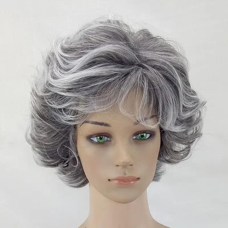 Peruca Curta Feminina Grisalha Natural e Leve