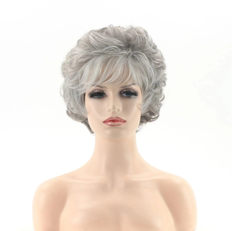 Peruca Curta Feminina Grisalha Natural e Leve