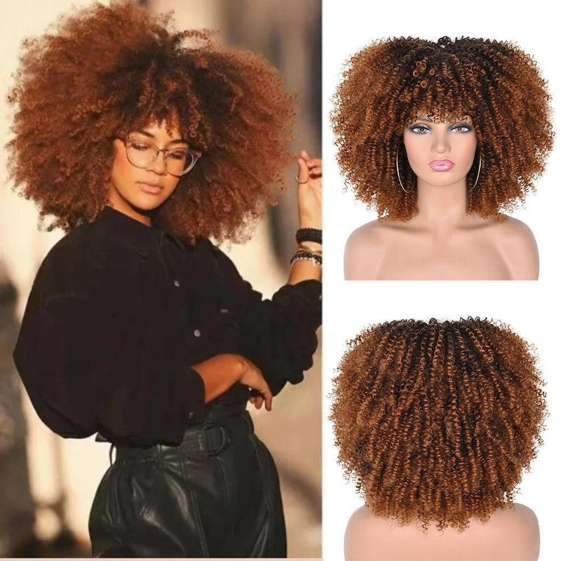 Peruca Black Power Curta Cacheada Volumosa Feminina