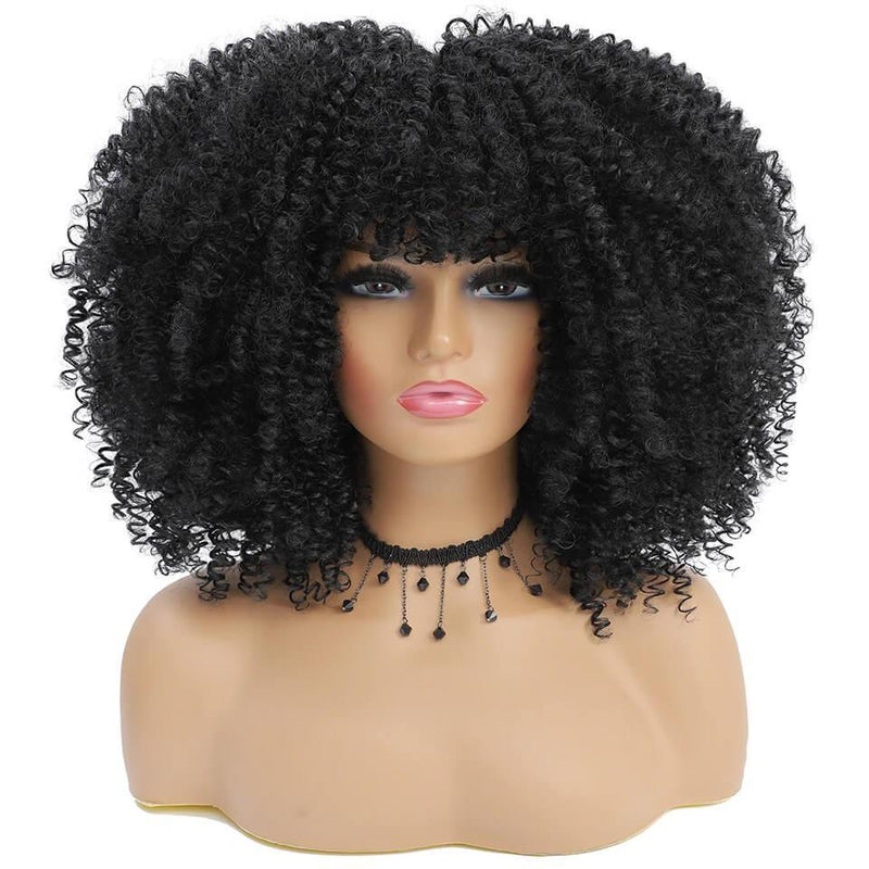 Peruca Black Power Curta Cacheada Volumosa Feminina