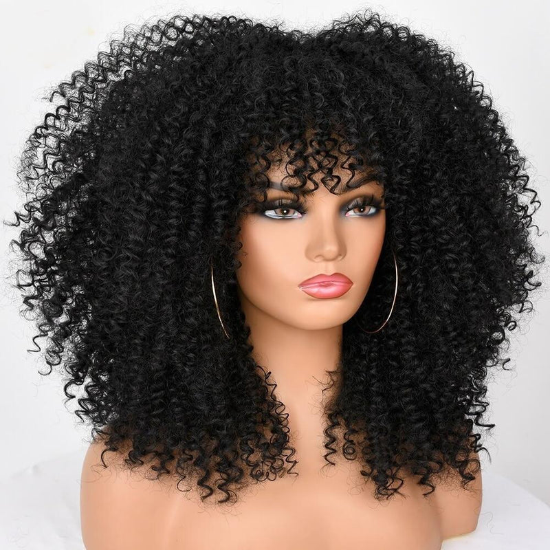Peruca Black Power Cacheada Médio Feminina Natural