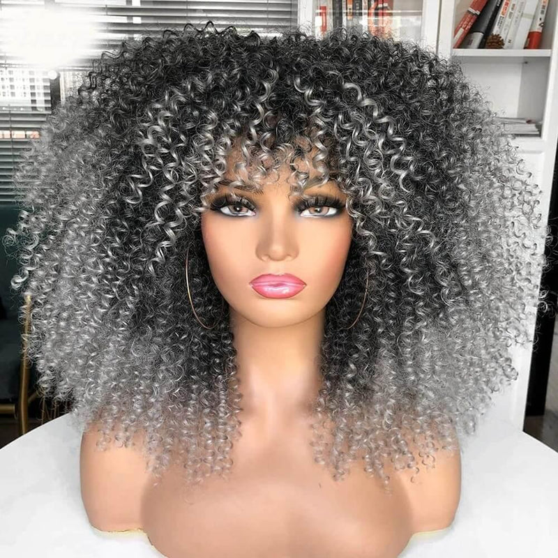 Peruca Black Power Cacheada Médio Feminina Natural