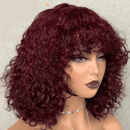 Lace Front 100% Cabelo Humano Cacheado Curto com Franja