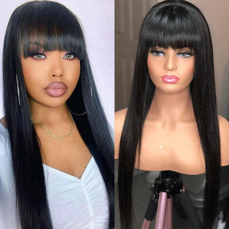 Lace Front 100% Cabelo Humano Longo Liso Franja