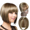 Lace Topo da Cabelo 100% Humano Liso com Franja Curto