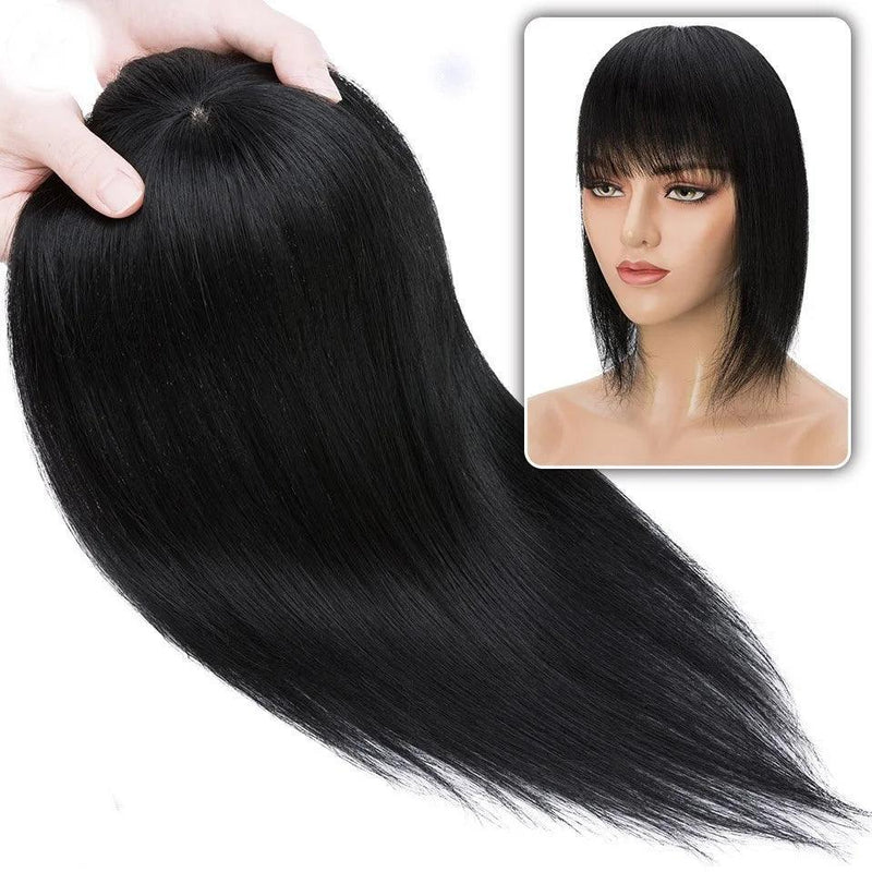 Lace Topo de Cabelo Invisível 100% Humano Liso Franja