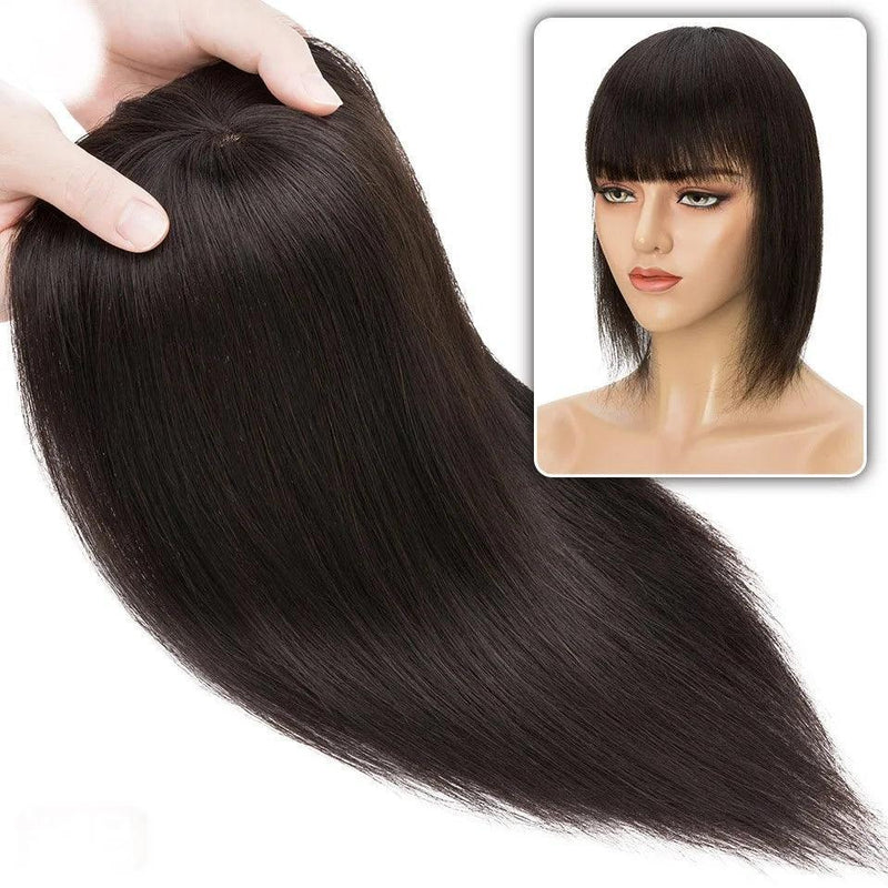 Lace Topo de Cabelo Invisível 100% Humano Liso Franja