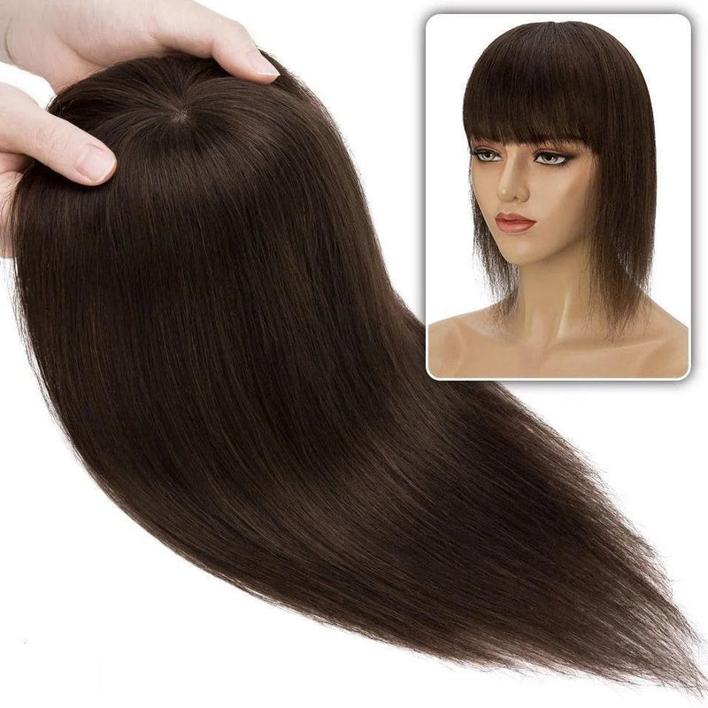 Lace Topo de Cabelo Invisível 100% Humano Liso Franja