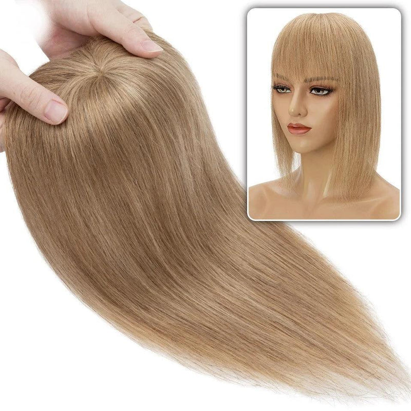 Topo de Cabelo Invisível 100% Humano Liso com  Franja