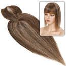 Topo de Cabelo Invisível 100% Humano Liso com  Franja