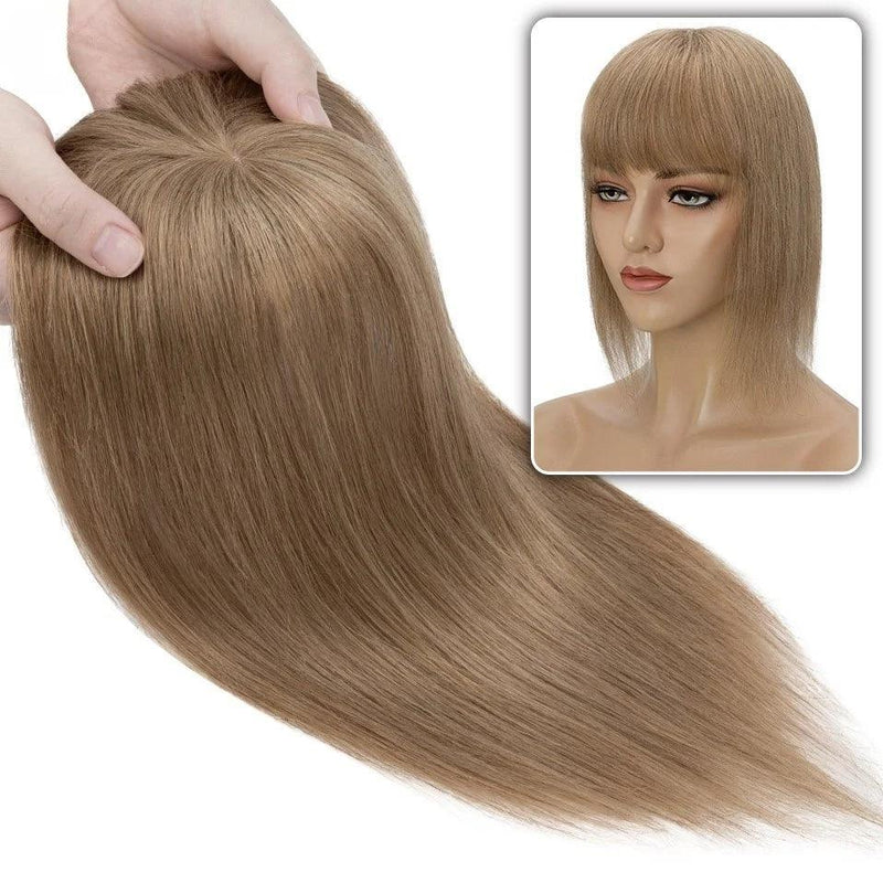 Topo de Cabelo Invisível 100% Humano Liso com  Franja