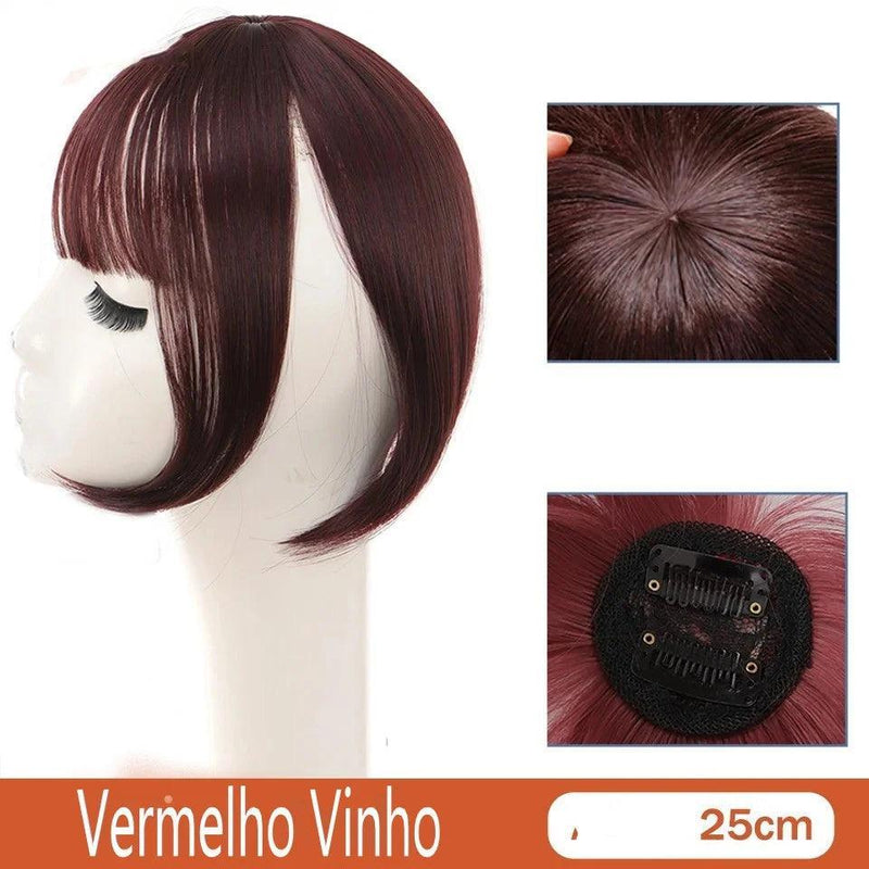 Topo de Cabelo Invisível Liso com Franja 25cm