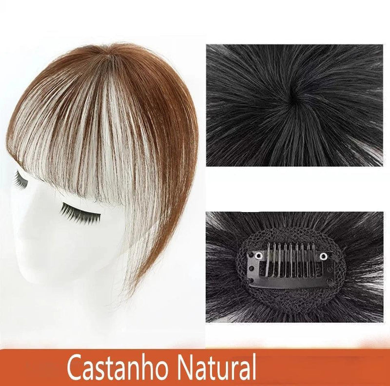 Topo de Cabelo Invisível Liso com Franja 25cm