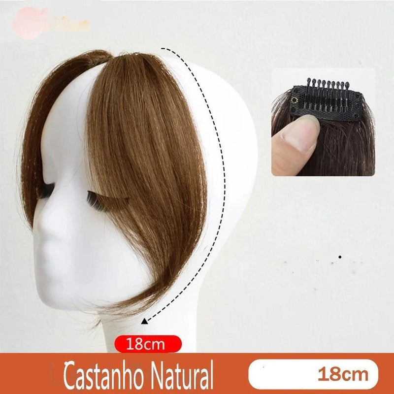 Topo de Cabelo Invisível Liso com Franja 25cm
