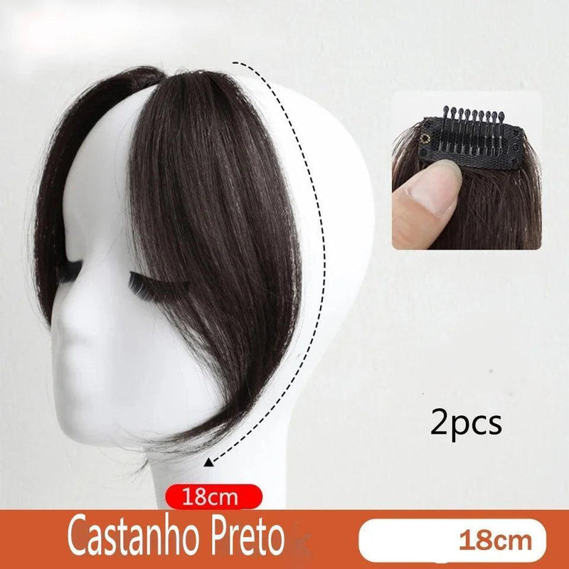 Topo de Cabelo Invisível Liso com Franja 25cm