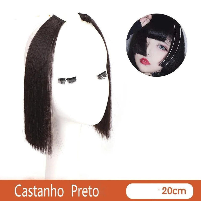 Topo de Cabelo Invisível Liso com Franja 25cm