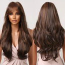 Peruca Longa com Franja em Camadas Natural