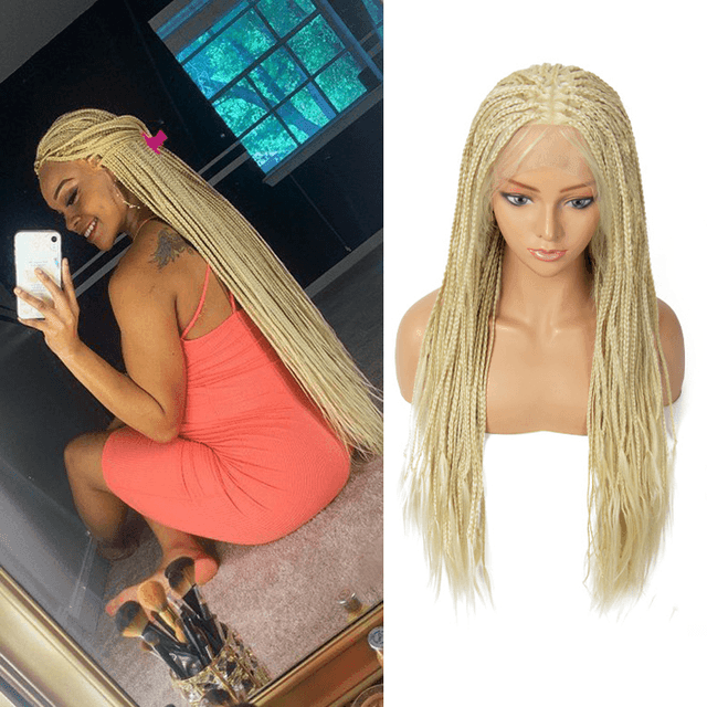 Peruca Lace Front Trançada Longa Natural e Leve