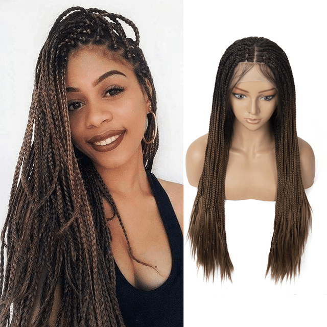 Peruca Lace Front Trançada Longa Natural e Leve