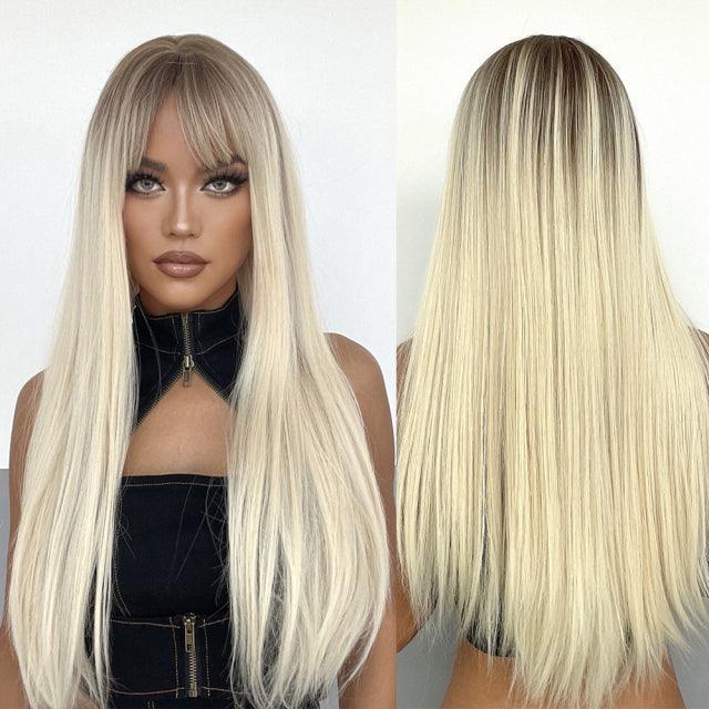 Peruca Lace Longa Liso Natural Premium com Franja