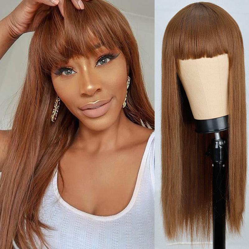 Peruca Lace Longa Liso Natural Premium com Franja