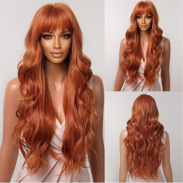 Peruca Lace Longa Ondulada Cabelo Natural com Franja