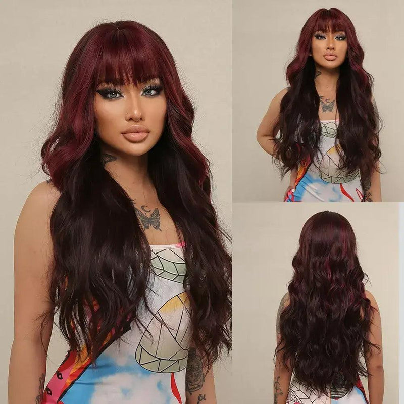 Peruca Lace Longa Ondulada Cabelo Natural com Franja