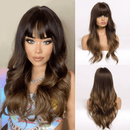 Peruca Lace Longa Ondulada Cabelo Natural com Franja