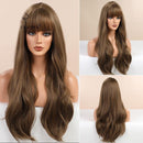 Peruca Lace Longa Ondulada Cabelo Natural com Franja