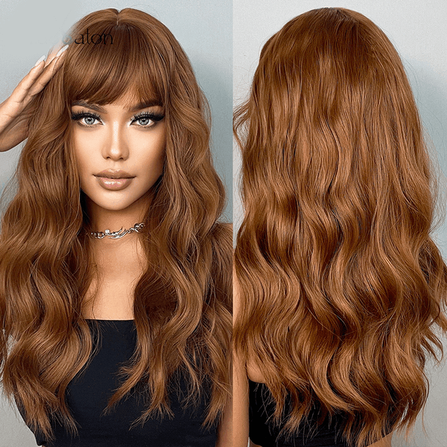 Peruca Lace Longa Ondulada Cabelo Natural com Franja