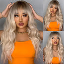 Peruca Lace Longa Ondulada Cabelo Natural com Franja