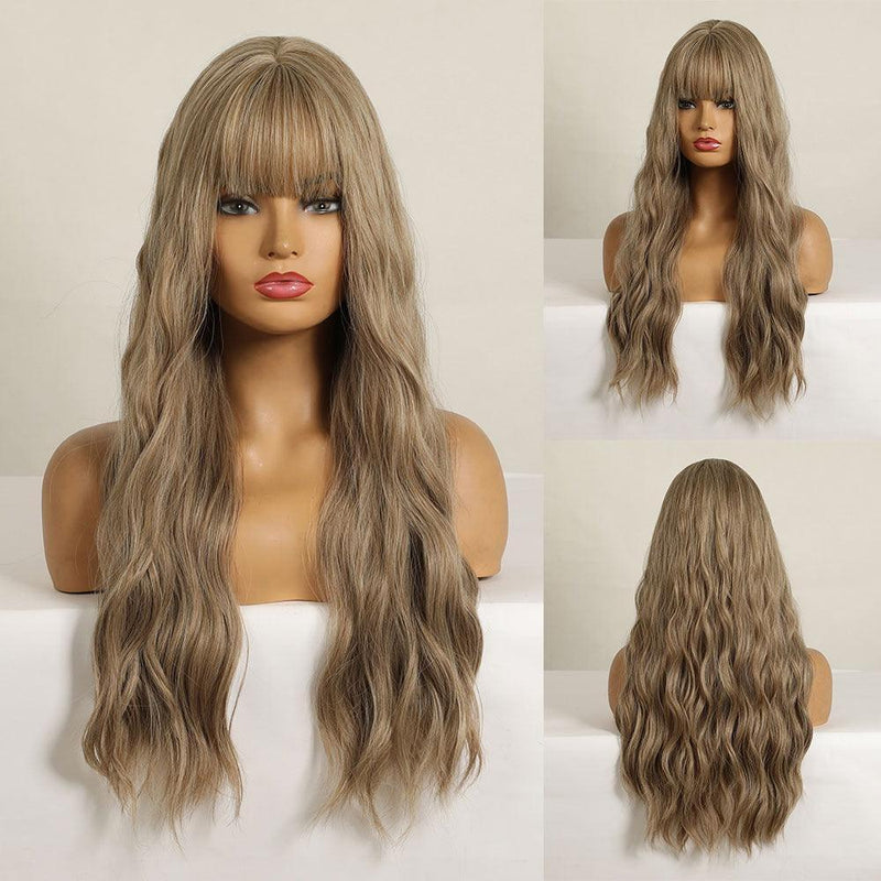 Peruca Lace Longa Ondulada Cabelo Natural com Franja