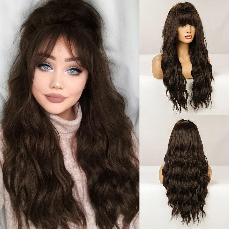 Peruca Lace Longa Ondulada Cabelo Natural com Franja